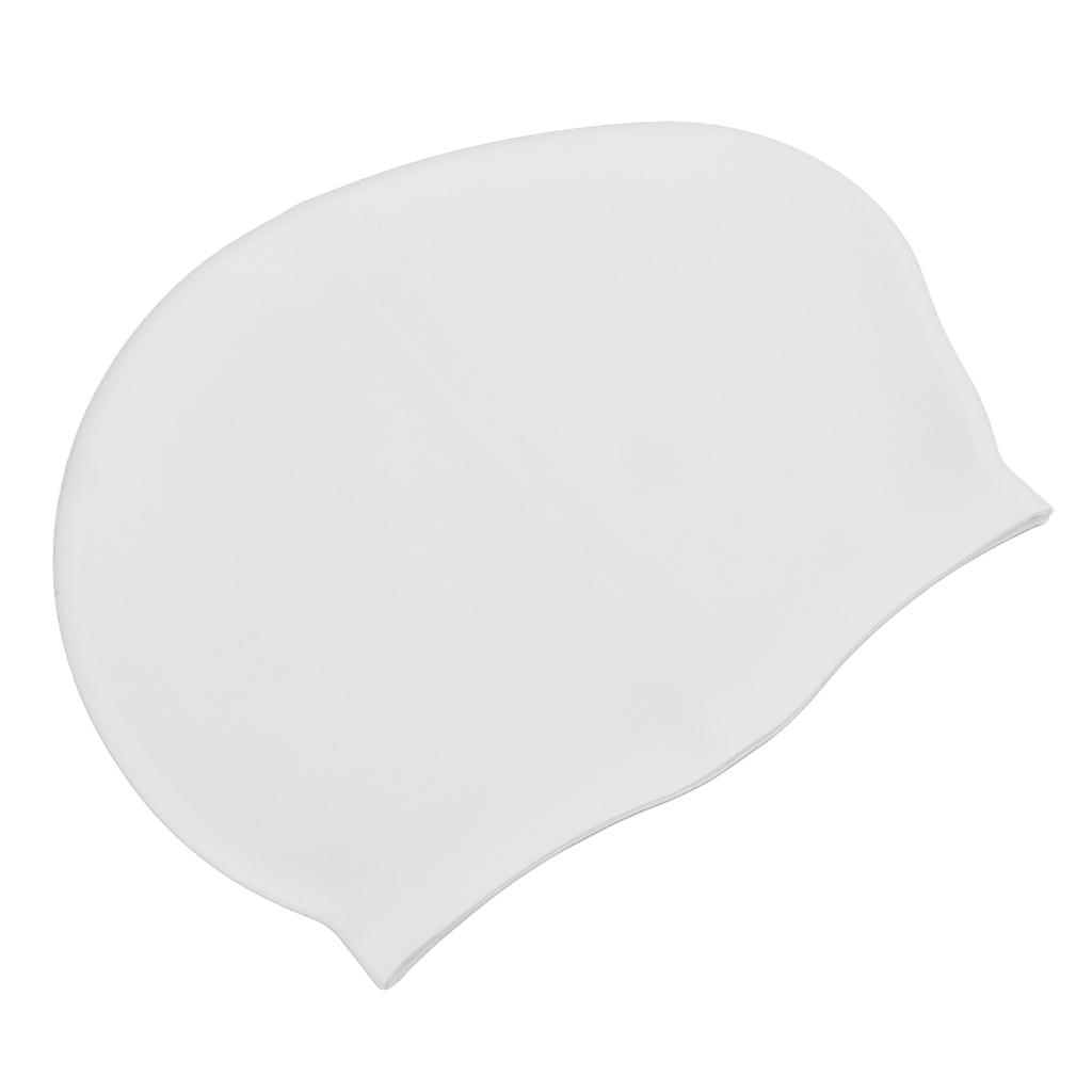 Swim Bathing Cap Silicone Waterproof Swimming Head Cover Professional with Ear Protection for Adult Long HairWhite