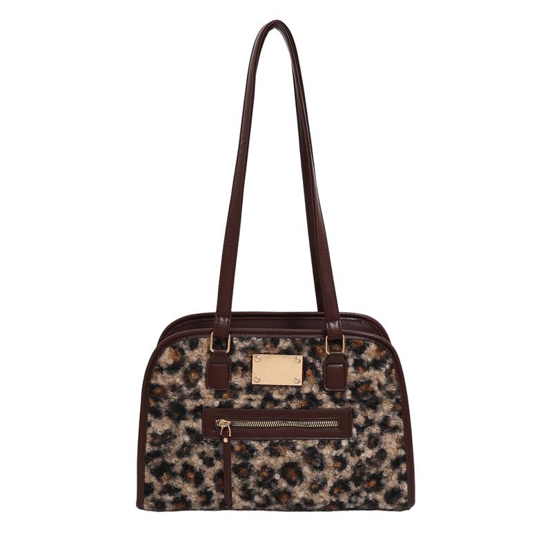 

PU Leopard Large Capacity Casual Tote Autumn/winter Retro Versatile 2026 Women s Bags Commute Fashi Shoulder Bags