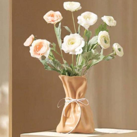 Money Bag Shape Vase for Flower Arrangement Small Resin Decorative Flower Vase for Wedding Dinning Bookshelf Home Office Decor