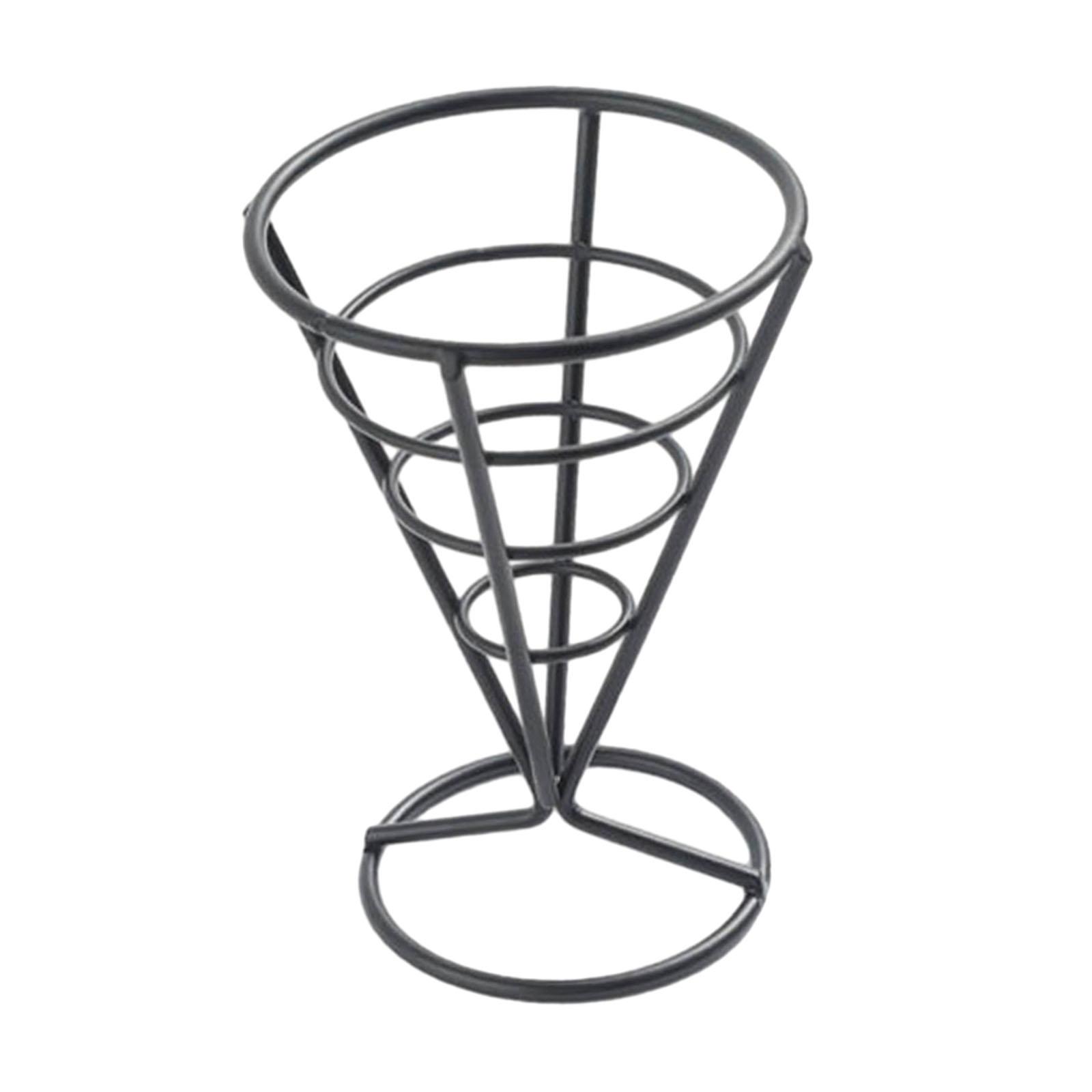 

French Fries Stand Fashion Portable Metal Wire French Fry Holder Cone Holder Stand for Kitchen Table Cafe Buffet Food Serving чорний