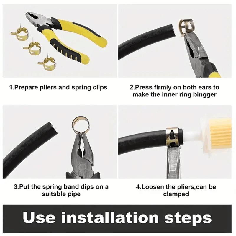 75Pcs Fastener 6-10Mm Spring Clip Fuel Water Line Hose Pipe Air Tube Clamps Fuel Water Tube Clamps Fastener