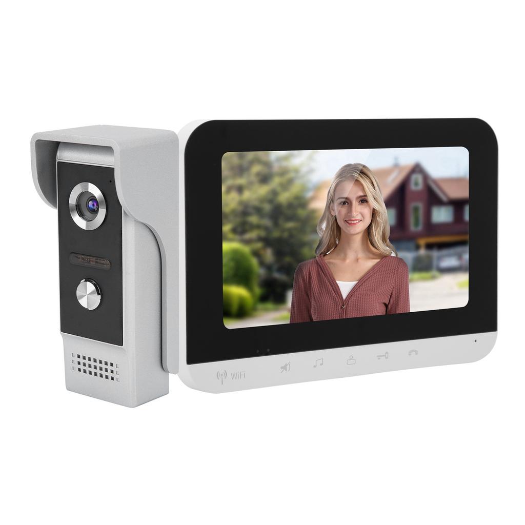 Video Doorbell 7in TFT LCD Intercom Doorphone Wired Wifi Remote Unlocking Monitor