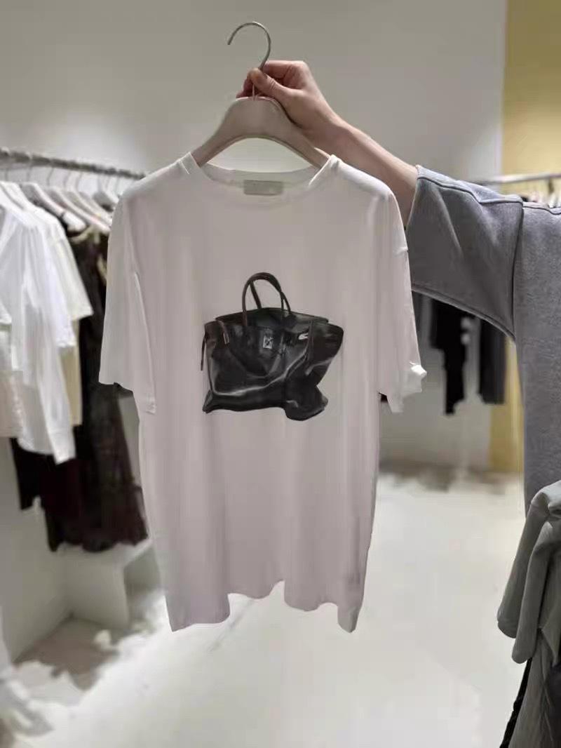 

Plus Size Korean Dongdaemun Printed Cotton T-Shirt - Casual, Trendy, Loose Fit, Short Sleeve for Women M белый