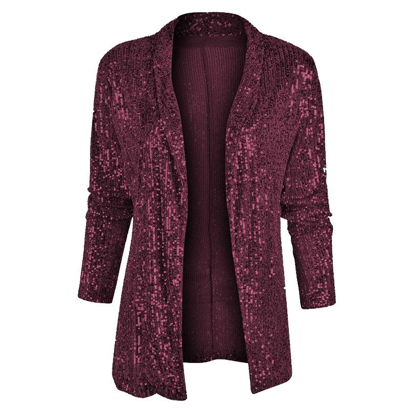Women's Summer Sequins Long Sleeve Temperament Mid-Length Jacket