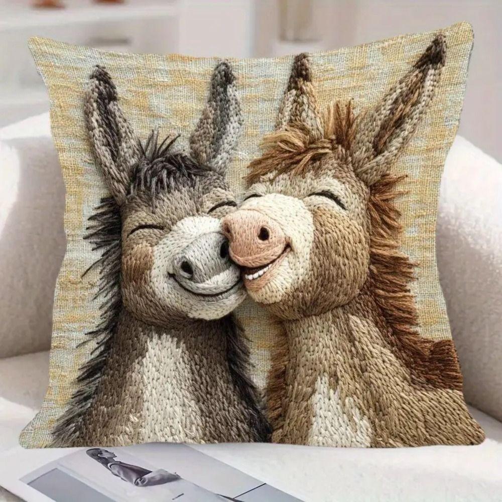 45x45 Donkey Pillowcase Cartoon Donkey Plush Pillow Case Cute Cushion Cover Home Decor