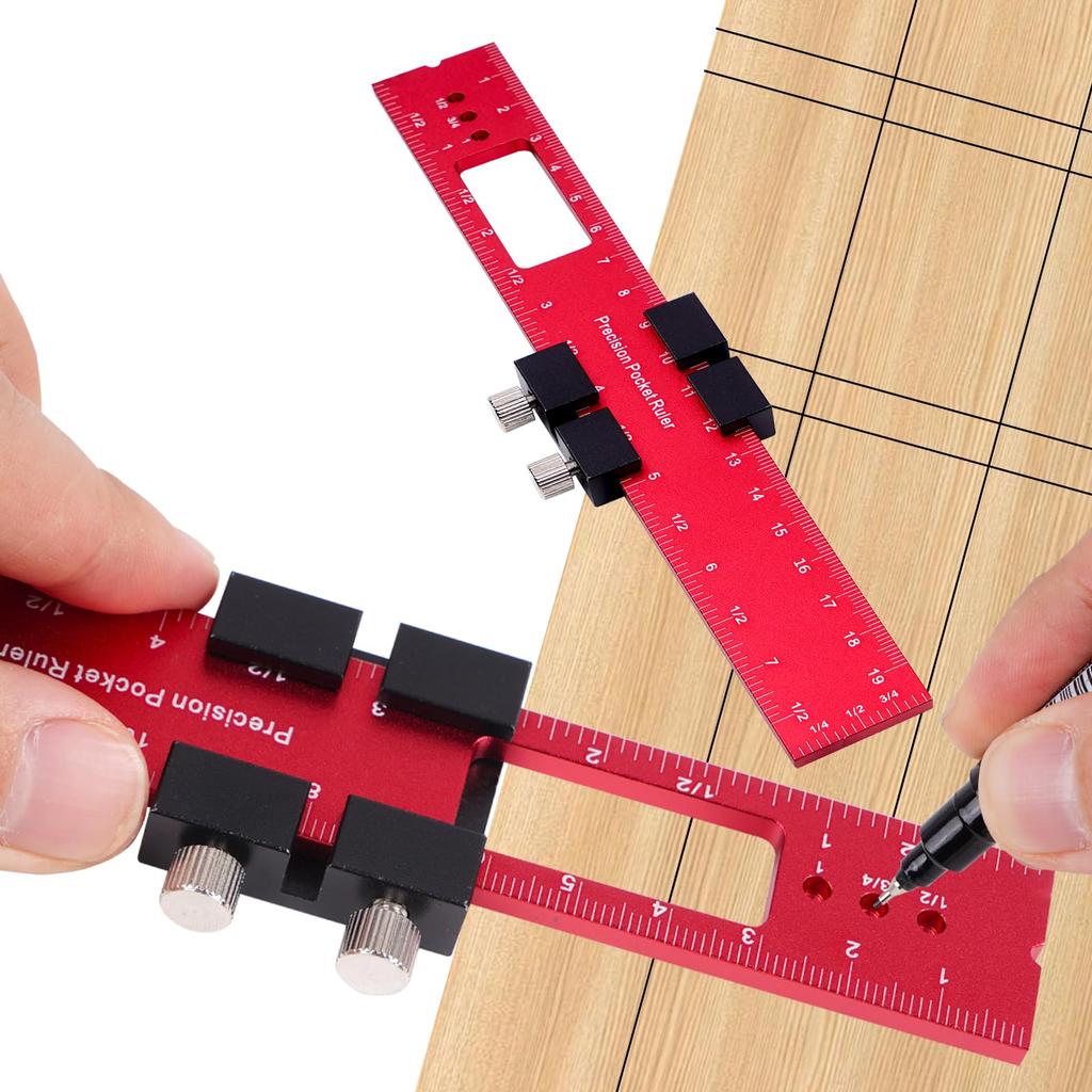 Metal Slide Stop Woodworking Marking Ruler Precision Pocket Rule, 300mm Measuring Working Scribing Measure Tools Metric Inch