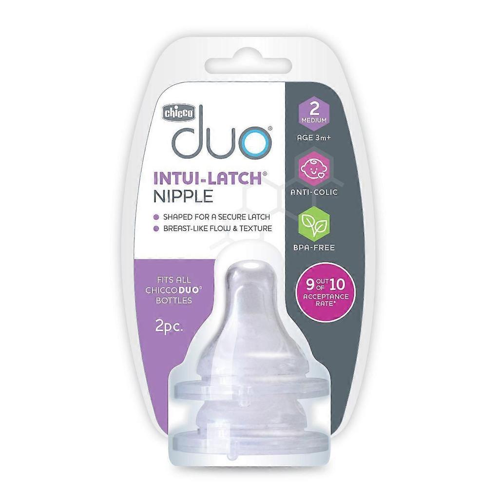 Chicco 2pk Duo Bottle Nipples Stage 2 Medium Flow - 3 Months+