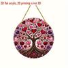 2D Flat Round Tree Acrylic Decoration Sign, Pink, Red, Purple Heart Leaves Design, Suitable for Wall Decoration, Porch, Room, Villa, Accents Home, Hal