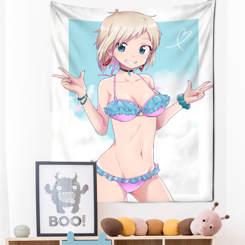 Anime Game Girl Tapestry Wall Hanging Cartoon Cute Kawaii Girl Dormitory Aesthetics Room Hippie Home Decor