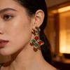 Retro-style double butterfly drop earrings for women elegant ear studs
