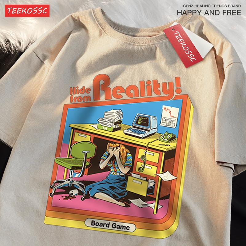Hide From Reality Board Game Printing T Shirts Men Women Fashion Loose Cotton Tee Soft Summer Casual Oversized Tshirt Couple