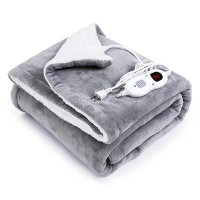 Heated Blanket Electric 50×60 Inches Throw 6 Heating Levels 8 Time Settings Grey Flannel Super-Soft Fabric 200cm Power Cord