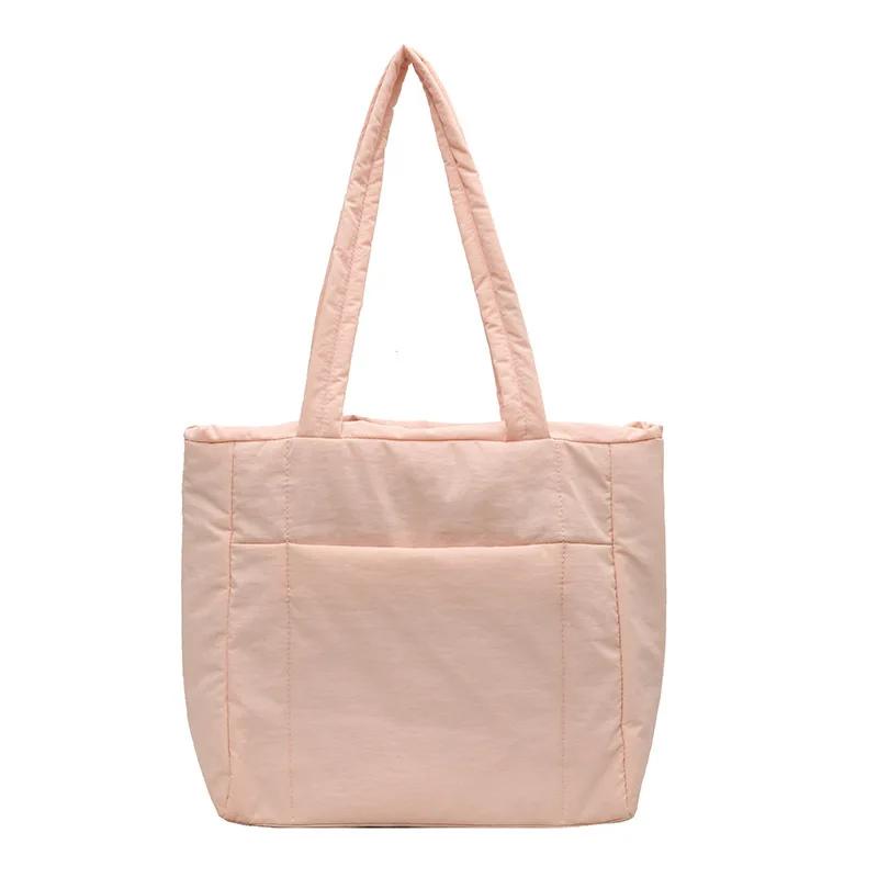 Large Capacity Women's Simple Shoulder Bag College Girls Book Tote Bags Soft Nyl Ladies Portable Commute Tote Purse Handbags