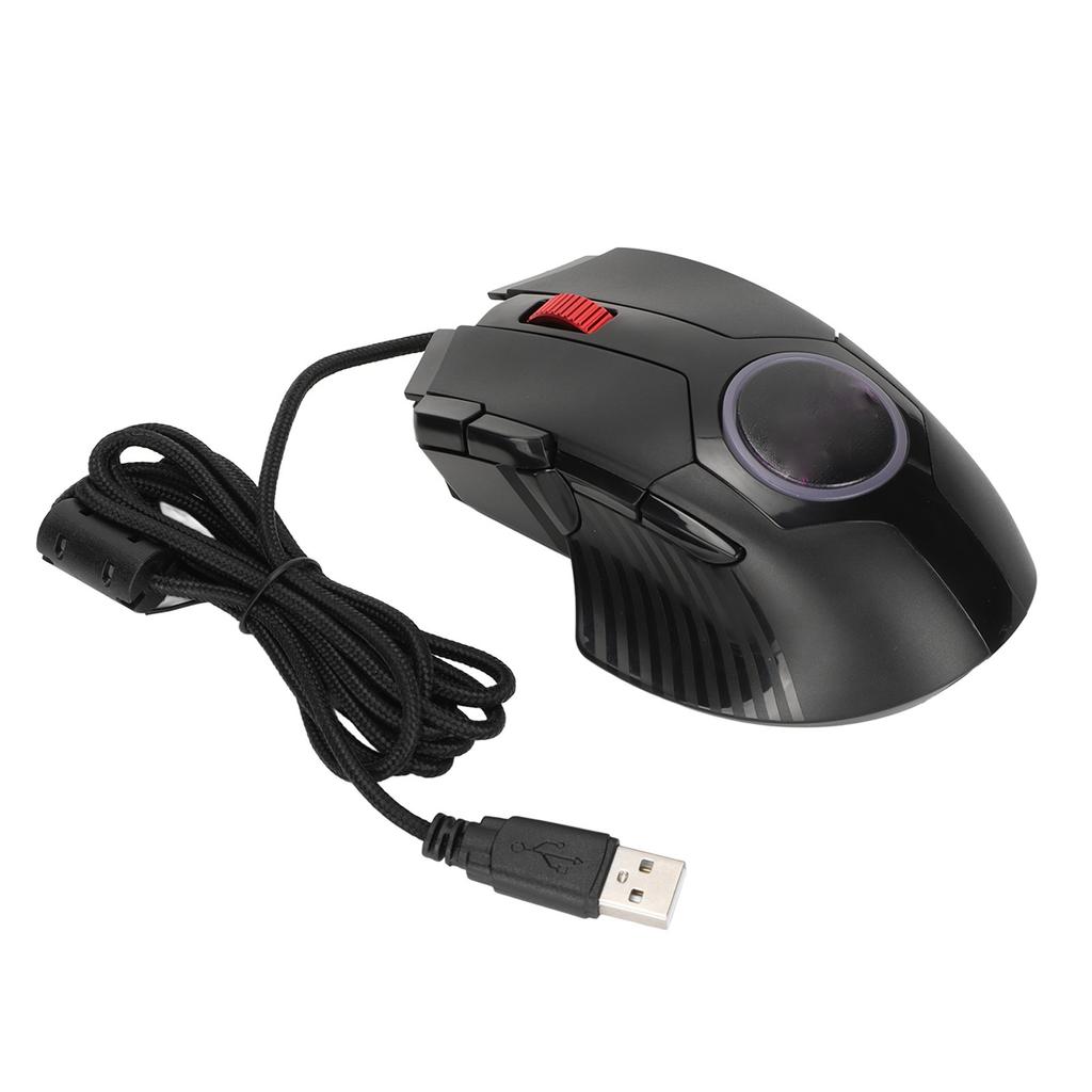 Gaming-Maus Kabelgebunden 8 Tasten RGB-Lichteffekt 6 Einstellbare DPI Gebogen Ergonomisch Shortcut Multifunktionstaste Computermaus Schwarz