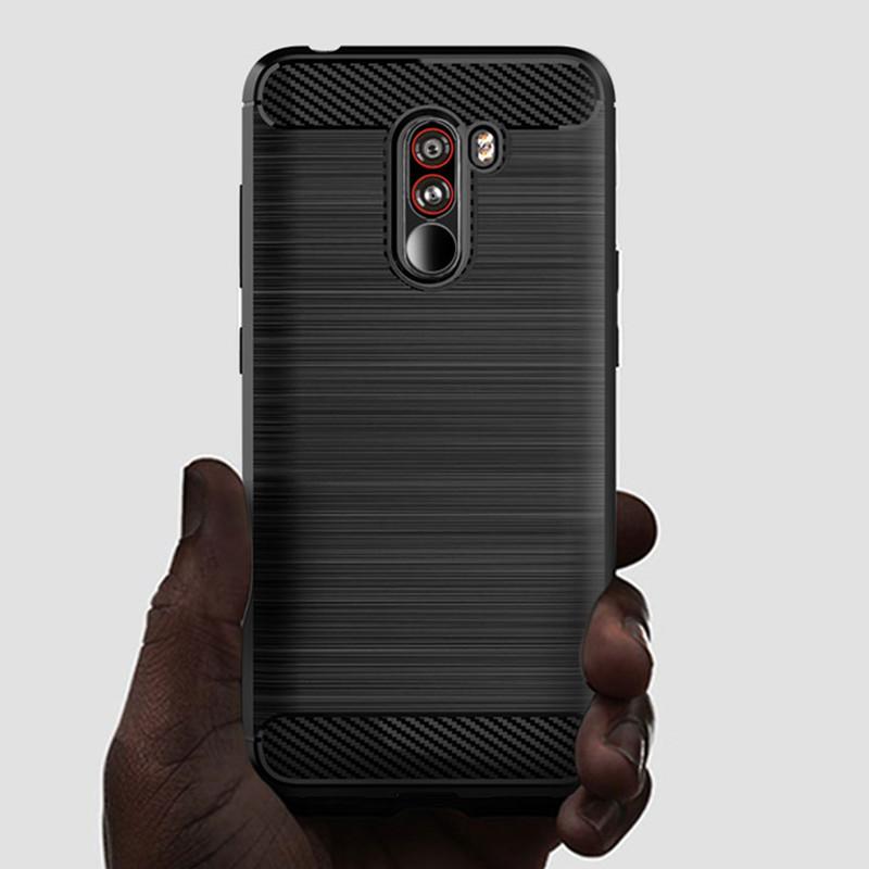 Silikon Fall für Mi Pocophone F1 Luxus Carbon Fiber Fall für poco telefon f1 Matte Stoßfest Telefon Zurück Abdeckung Coque fundas