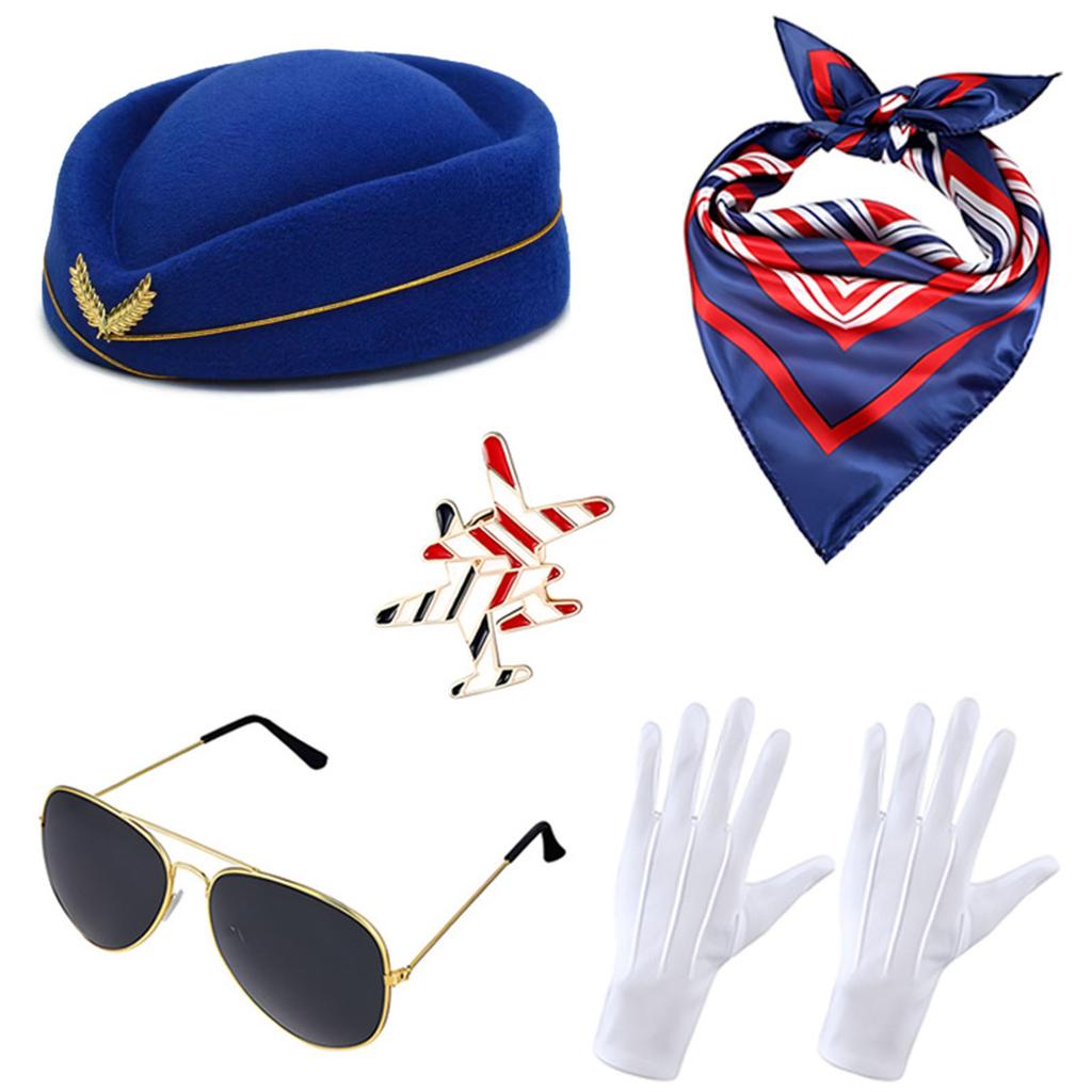 Zestaw Stroju Cosplay Pilota Kapelusz Kapitana Strój do Odgrywania Ról dla Dorosłych Elegancki Wygląd Stewardesy na Festiwalową Okazję