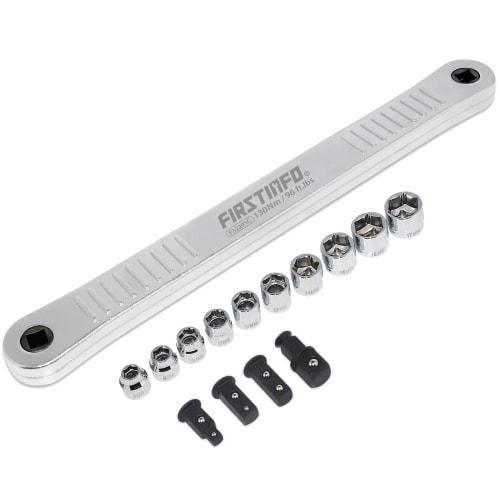 Ryosho FIRSTINFO TOOLS Extension Ratchet Drive, Ultra Short Socket 8-17mm, 4 Socket Adapters, 9.5mm Drive