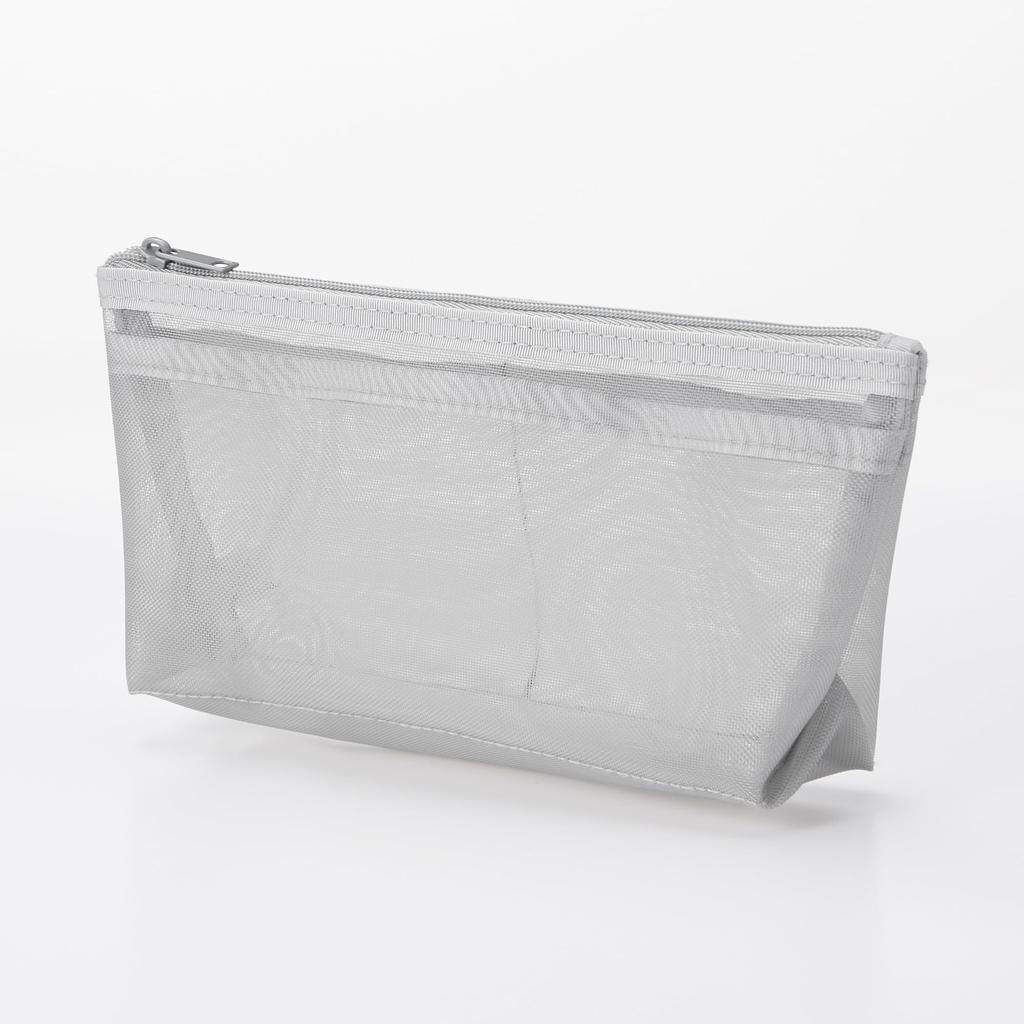 MUJI Nylonmesh Pennfodral med 17 cm Bredd x 10 cm Höjd x 5 cm NDE05A1S Kil, Grå, Ca. Djup,