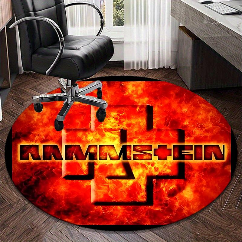 Ramms Rock Band Fire Logo Round Carpet Chair Cushion Round Entryway Rug, Soft Round Rugs for Living Room, Bedroom, Circle Carpet Decor Gifts