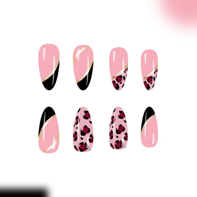 Quick Stick Ongles Faux Ongles Imprimé Léopard Réutilisables Ongles Artificiels Press-On Ongles Multiples Tailles Faciles à Porter Non Toxiques