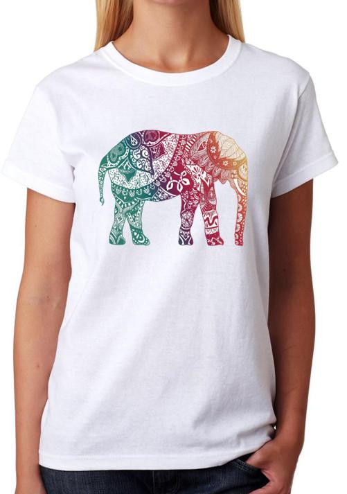 Elephant T-Shirt Ladies Fitted Tee Womens Top S