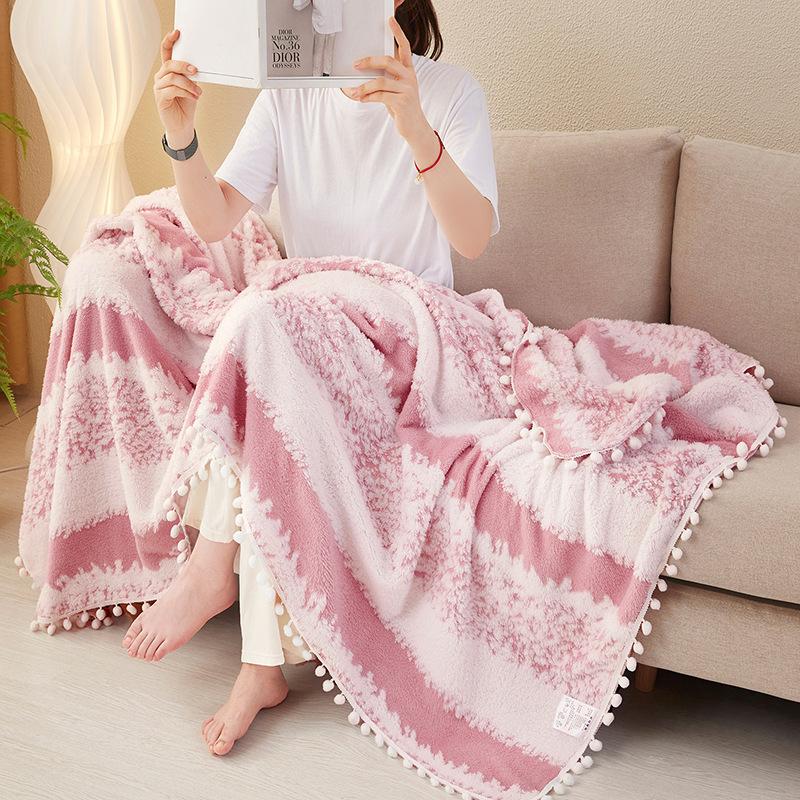 Light Luxury Blanket Double-Sided Striped Jacquard Blanket Throw Blanket Casual Small Blanket Sofa Blanket