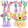 HUIQIBAO MOC Ramo de Flores Eternas con maceta Bloque de Construcción Micro Girasol Rosa Mini Modelo Ladrillo Juguete Decoración de Escritorio del Hogar