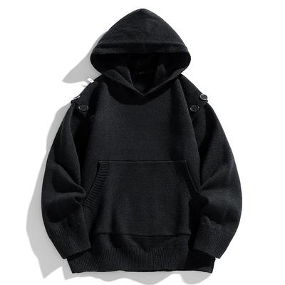 Kapuzenpullover Herren Geknöpft Dekorativer Pullover Herren Mehrknöpfig Strickpullover Jacke Herren Neuer Herbst- und Winterpullover