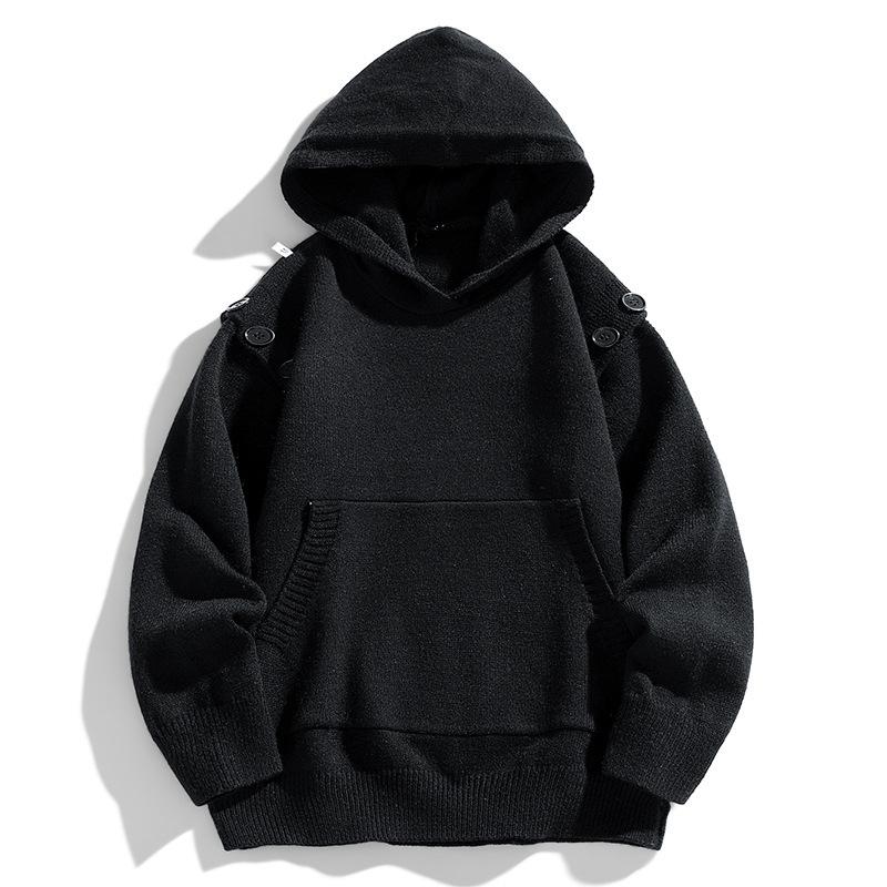 

Hooded Sweater Men Buttoned Decorative Sweater Men Multi-button Knitted Sweater Jacket Men New Autumn and Winter Sweater 3XL