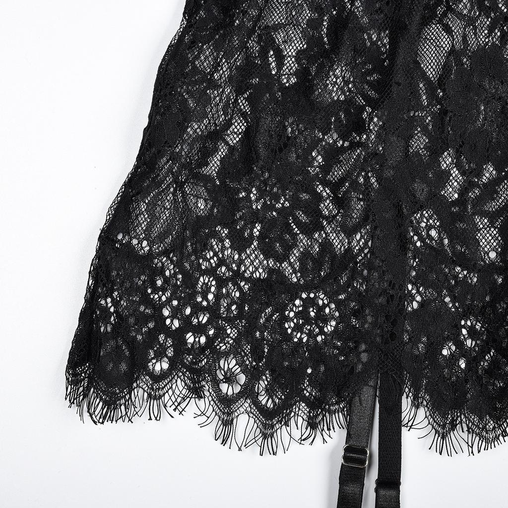Erotic Underwear  Selling Thin Lace Perspective Fun Nightgown with Irregular Hem Sexy Fun Set