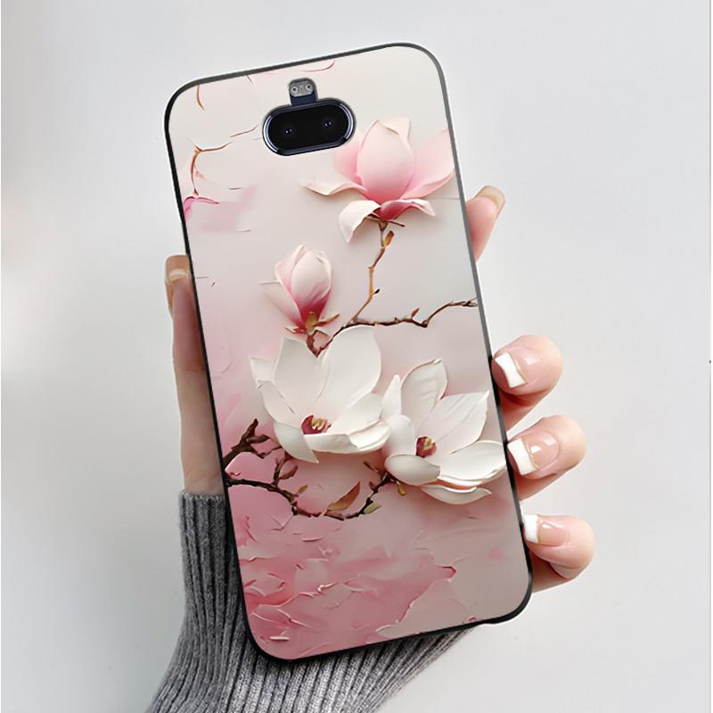 Case For Sony Xperia 20/Xperia 8/SOV42/Xperia 8 Lite Phone Case Luxury Fashion Butterfly Flowers Black Silicone Soft Back Cover