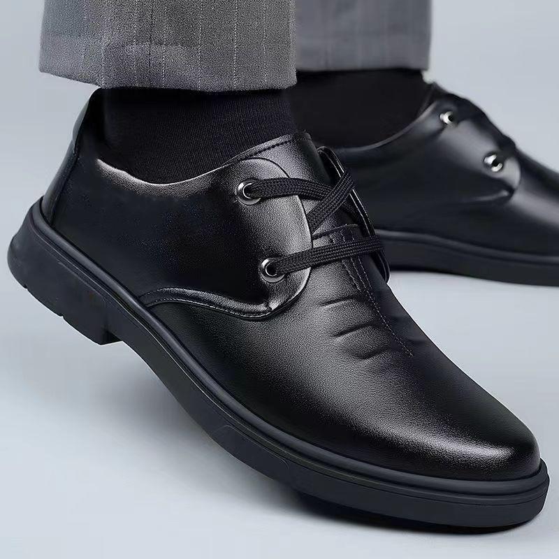 Strap men's shoes spring and autumn new casual men's lace-up business casual shoes flat heel business leather shoes men