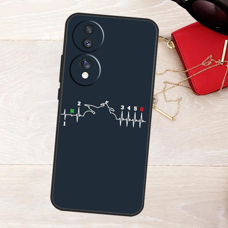 Motorcycle Heartbeat Case For Honor 200 400 Pro 50 70 90 Lite X9a X9b X9c X9d X8a X8b X8c Magic 5 6 7 8 Pro Cover
