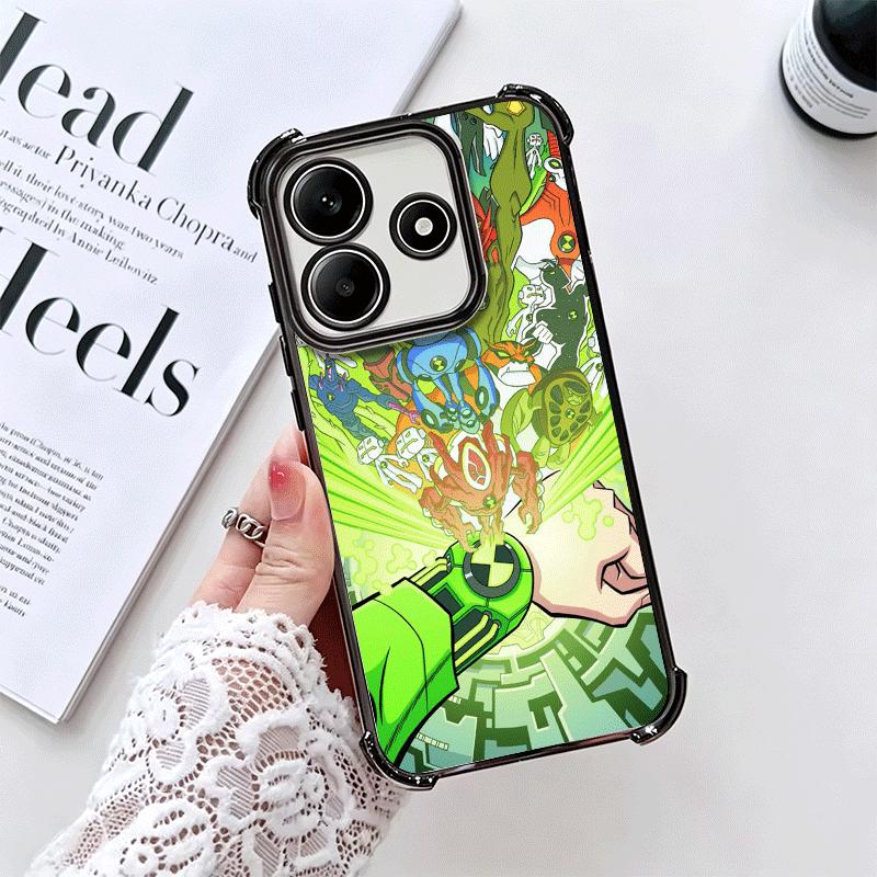 Cartoon Ben 10 Plating Phone Case For Xiaomi Redmi Note 14 15 Pro Plus 13 12 11 11S 11T 10 9S 9 5G Anti-Fall Airabag Cover