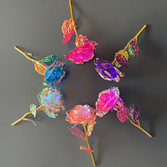 Yousheng Foil Plated Artificial Rose Small Faux Rose Flower for Valentine's Day Wedding Forever Rose Gifts for Women Girls Mom Wife Daughters