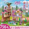 Hot Pink Girls Friendship Tree House Villa Castle Building Blocks Classic Friends Girl's Model Figures Toys For Kids Bricks Gift