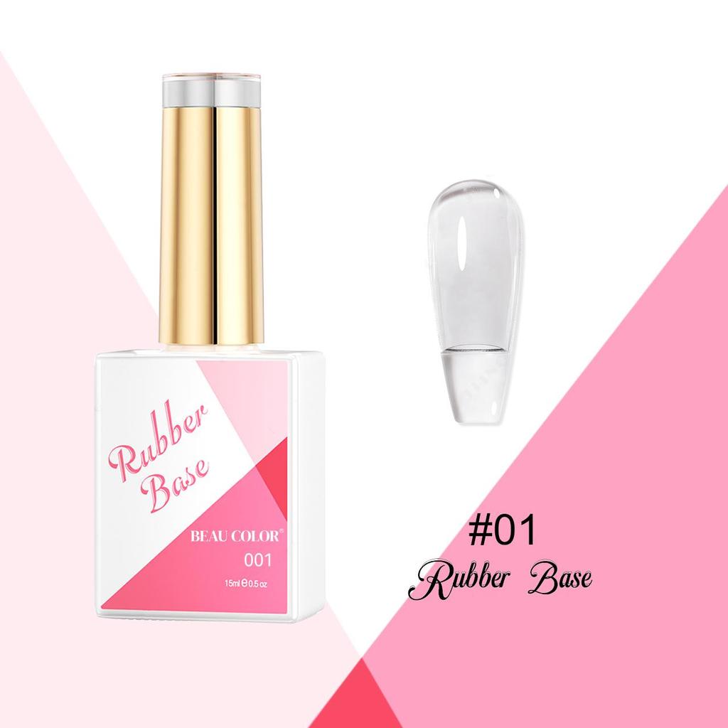 BEAU COLOR 15ml High Toughness 12colors Rubber Base Gel Nail Polish Nude Pink Effect Color Nail Art UV/LED Semi Permanent Gel Polish