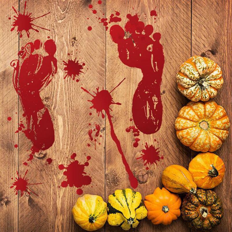 New Halloween Blood Handprint Blood Footprint Bedroom Living Room Wall Stickers