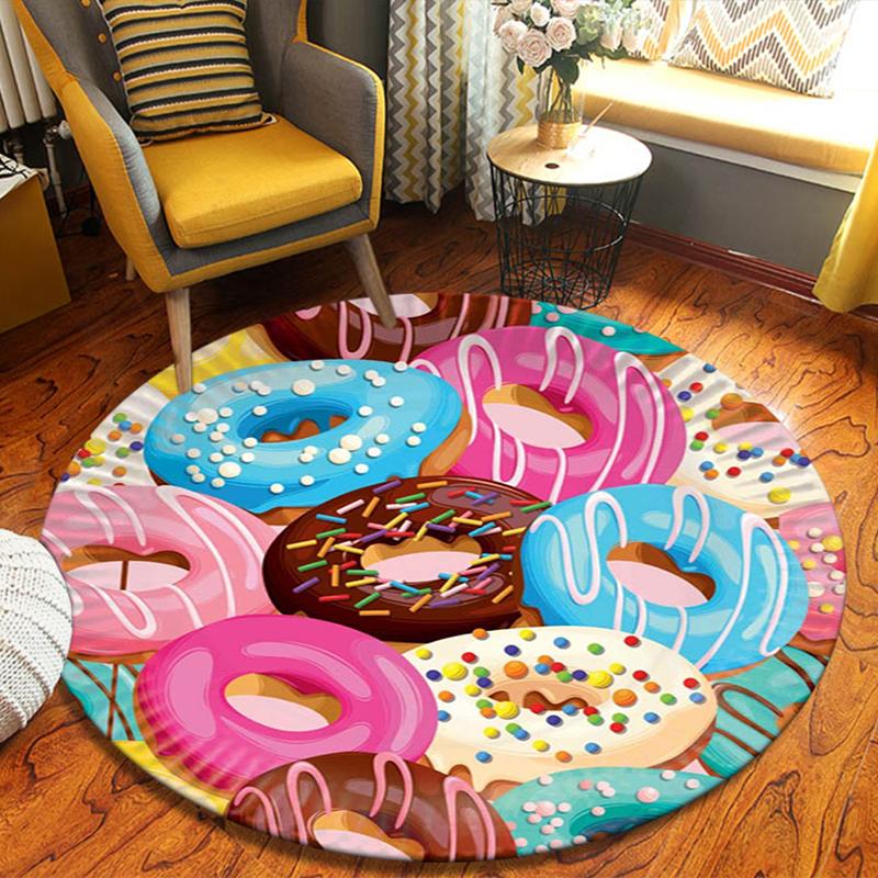 

Cupcake Dessert Round Area Rug,Carpet Rug for Living Room Bedroom Sofa Playroom Decor,Non-slip Floor Mat 80cmx80cm