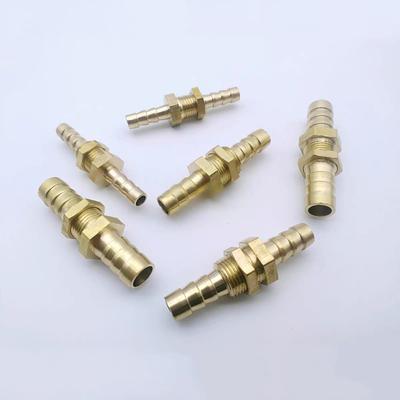 Brass Straight Bulkhead Equal 6mm 8mm 10mm 12mm Barb Tail Hose Copper Pipe Fitting Coupler Air Water Connector Adapter Joint