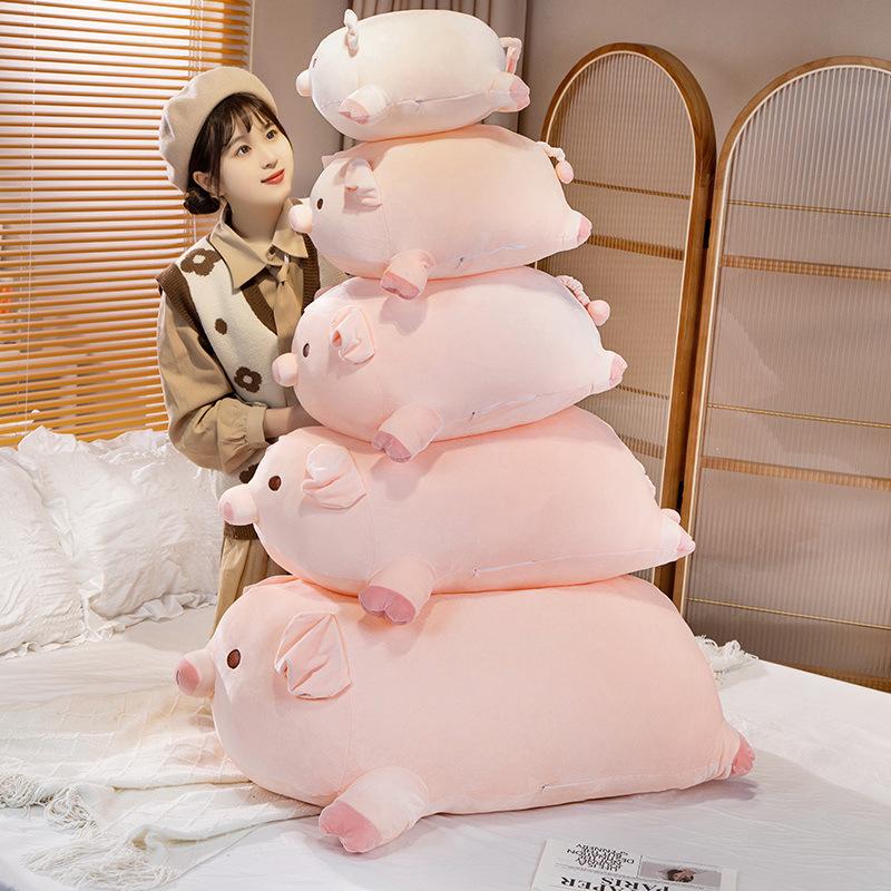 Cute soft lying pig pillow plush toy doll piggy doll children sleeping soothing doll