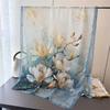 Elegant Printing Flower Cutting Spring and Summer Silk Scarf Large Long Scarf High-end Travel Shawl Sun Protection Women's Scarf Headscarf