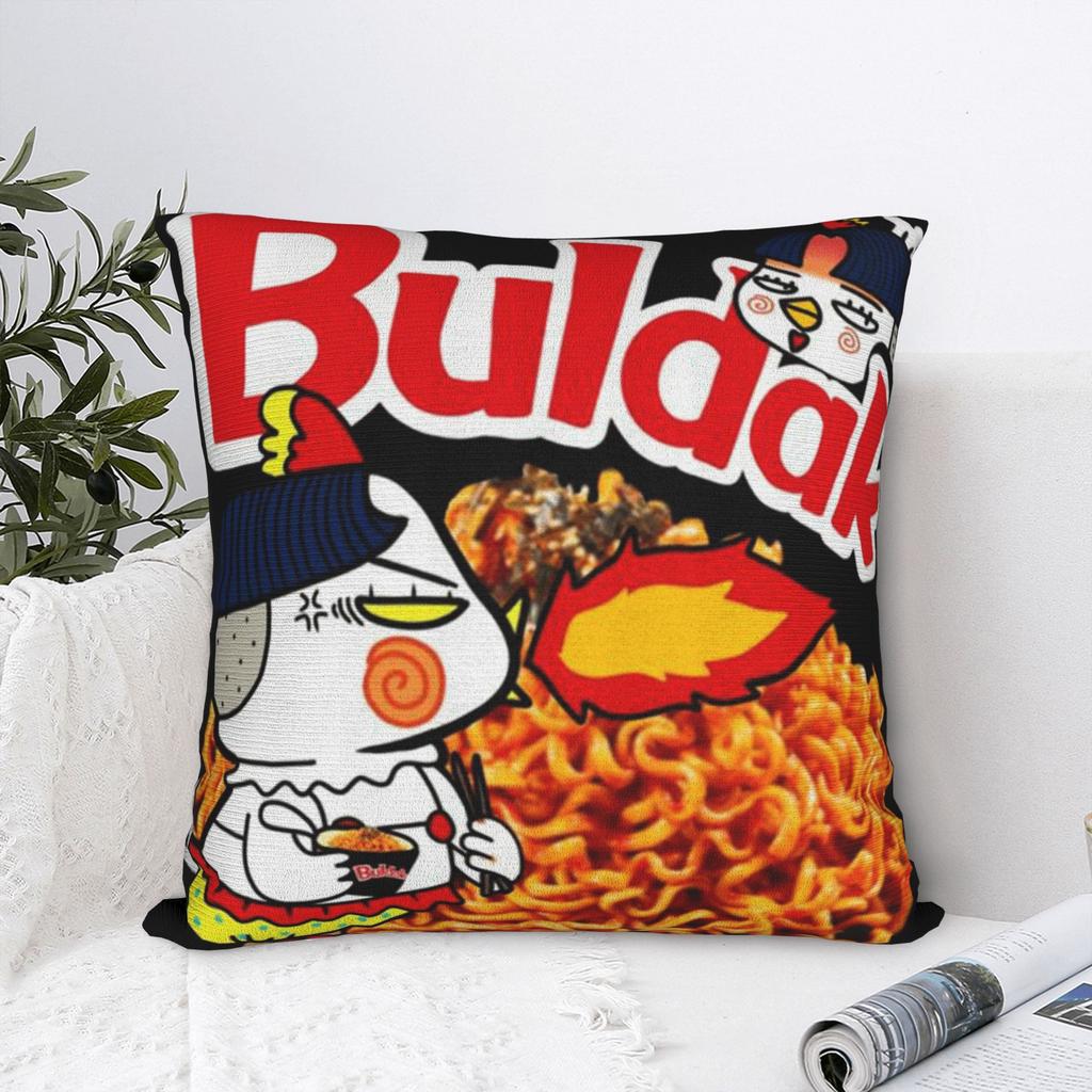 Pillow Cover Buldak Hot Chicken Ramen Loves  Kawaii Pillow Case For Sofa Couch Bed Living Room Pillowcases