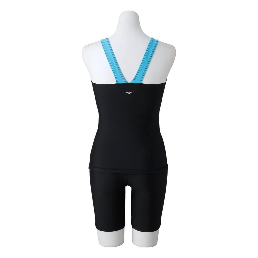 Mizuno Swimsuit for Gym Size Black X Light XL Women's V-Back Fitness, N2JGA342, 93 Blue,