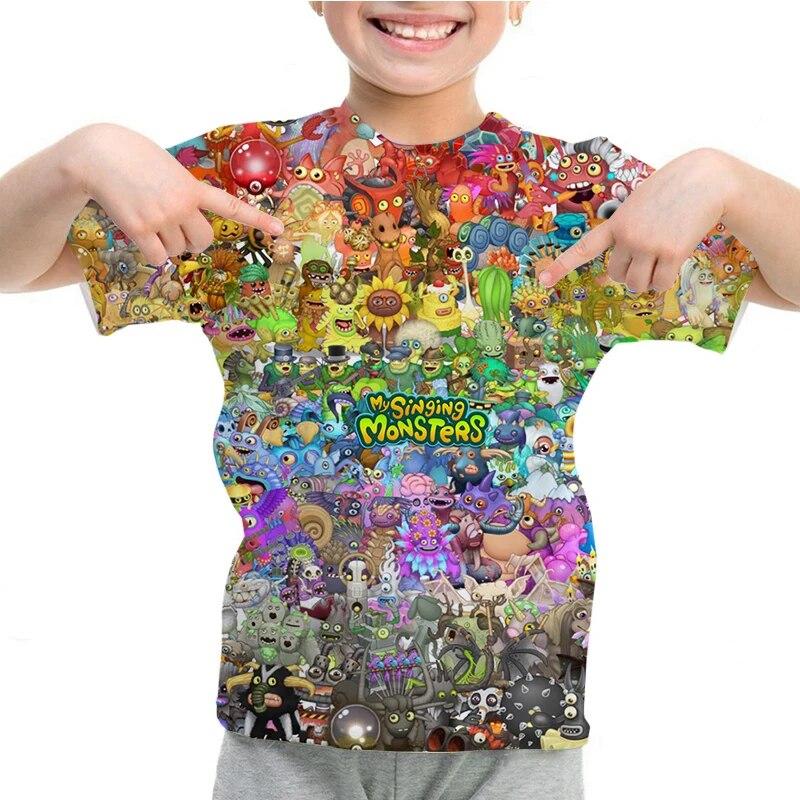 My Singing Monsters T-shirt Boys Girls Summer 3D Cartoon Anime T Shirt O-neck Casual Tshirt Kids Short Sleeve Children Tops Tees