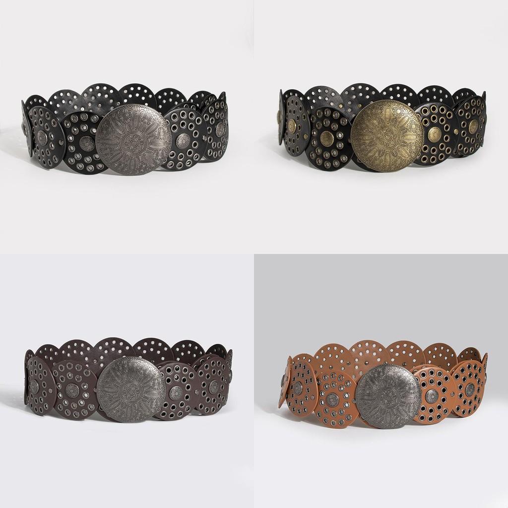 Breiter Vintage-Punk-Gürtel mit Nieten-Ösen-Beschlägen für modische Streetwear