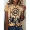 Fashion Women's Crew Neck T-Shirt Crew Neck Short Sleeve 3D Color Printing