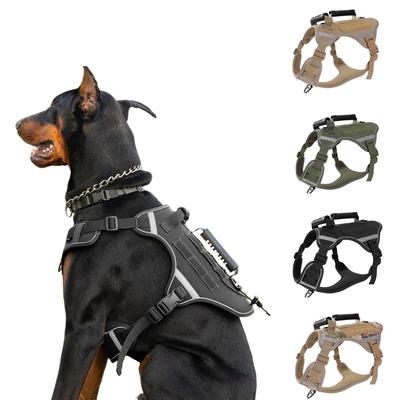 Colete Tático para Cães Grandes Médios Refletivo Sem Puxão Ajustável Colete para Animais de Estimação Caminhada Treino Corrida Fácil Controle
