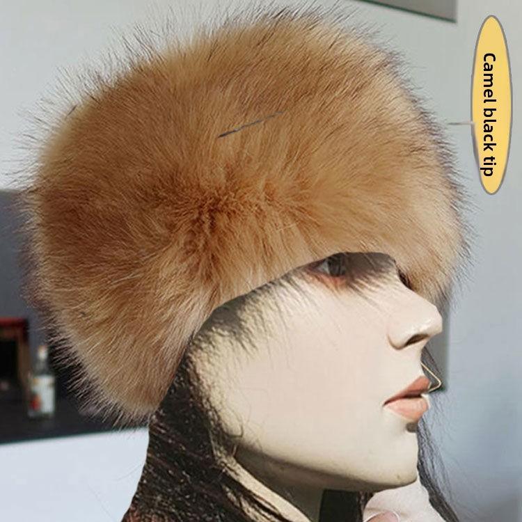 Neuer Hut für großen Kopfumfang, Hochimitat-Fuchsfell, Leerer Schirmmütze, Warm für Herbst und Winter, Pelzmütze, Ring ohne Oberteil, Trendiges Mädchen