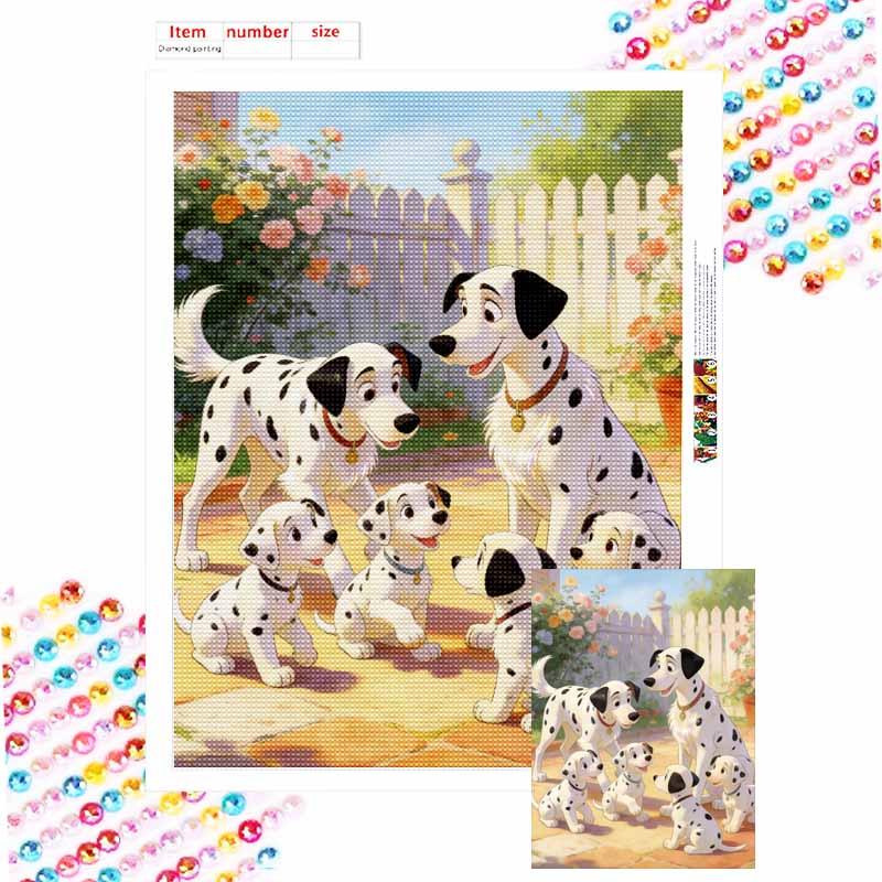 Disney Diamond Painting Dalmatian Dogs Art Painting Set Handmade Cross Stitch DIY Diamond Art Home Bedroom Wall Decor Gift Round 20x30cm